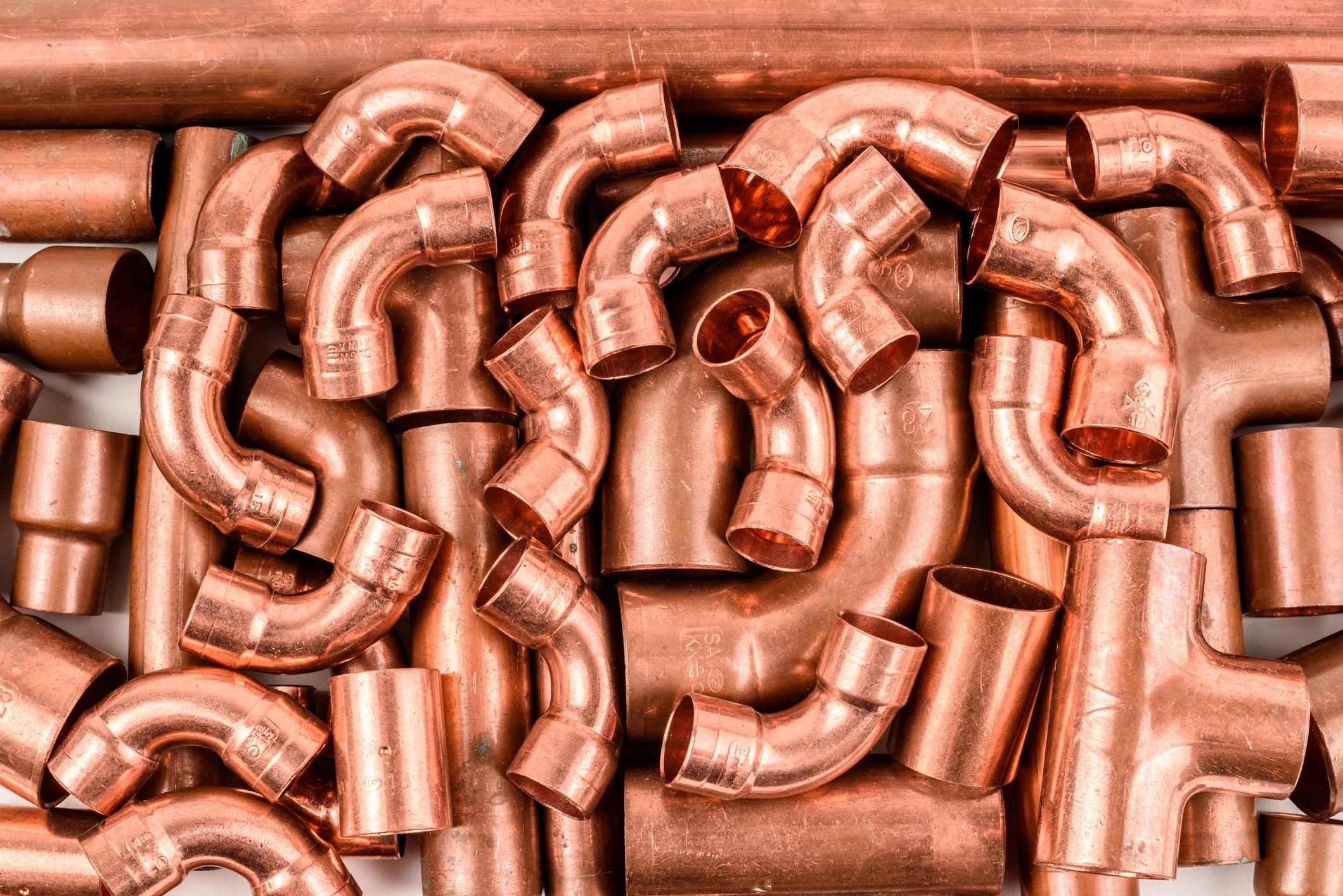 Copper plumbing pipes and fittings